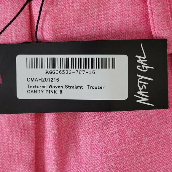 Nasty Gal Trousers Pants Size 4 Woven Textured Pleated Candy Pink Pockets New - Picture 4 of 12
